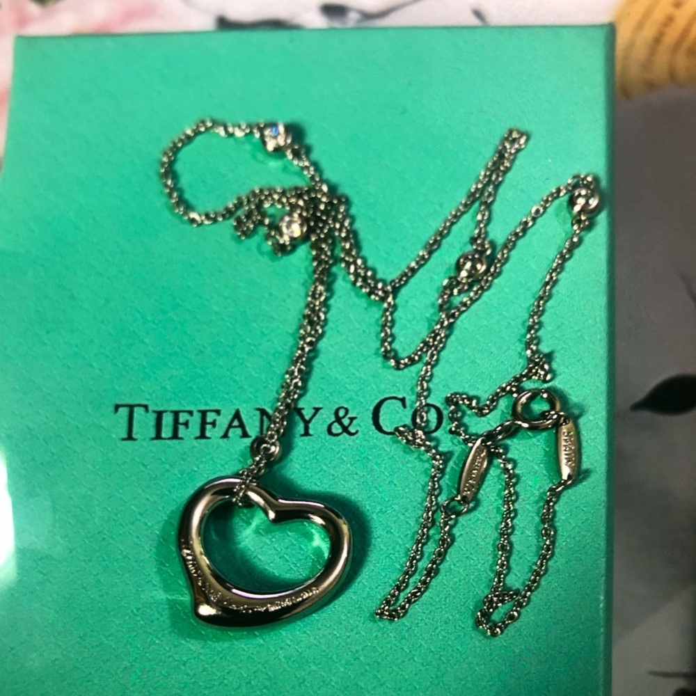 Tiffany & Co. Silver Necklace with Pink Heart Pendant